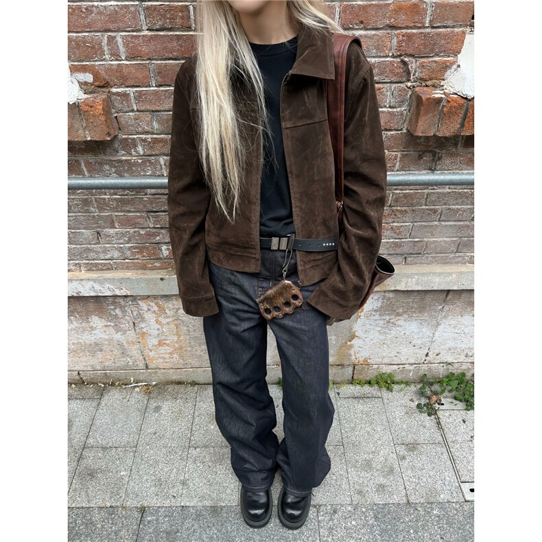 复古老钱风绒皮翻领夹克外套正肩版型休闲仿皮衣JKY217-P73，男装夹克，星座208-5