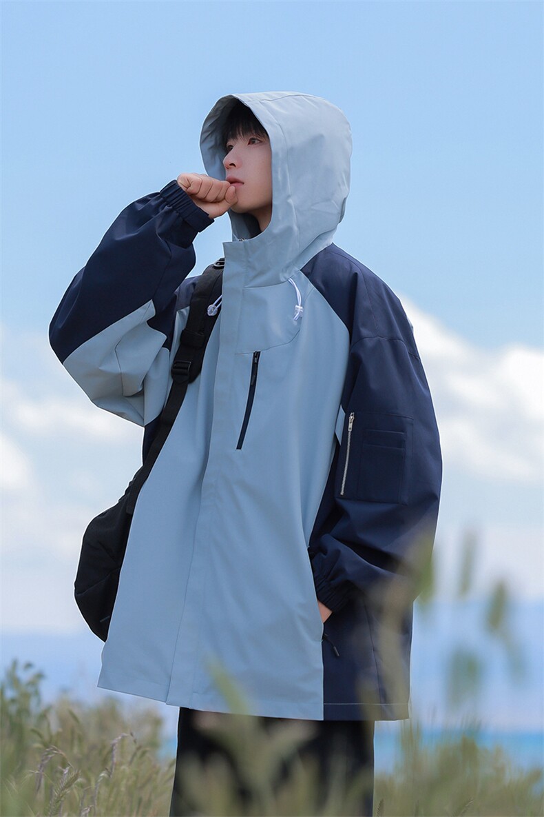 秋季新款外景二开宽松夹克男撞色冲锋衣外套DSA157B-JK7839-特P70,男装夹克,电商A157B