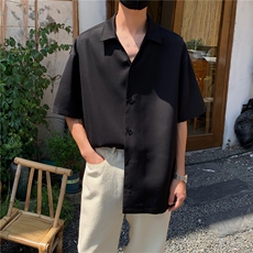 cleanfit纯色衬衫男夏季薄款潮牌设计感衬衣短袖冰丝速干开衫外套，男装T恤，电商A061
