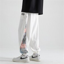 加推夏季薄款宽松侧排扣冰感束脚休闲运动裤冰丝裤2110-P45，男装休闲裤，星座914-3