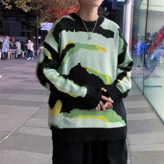 慵懒风渐变色扎染毛衣男秋冬季潮牌痞帅设计感宽松圆领ZM117-P45，男装针织衫/毛衣，星座1109-3