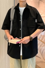 24年港风夏款工装宽松短袖衬衫男CS101P45，男装衬衫，星座1204-3