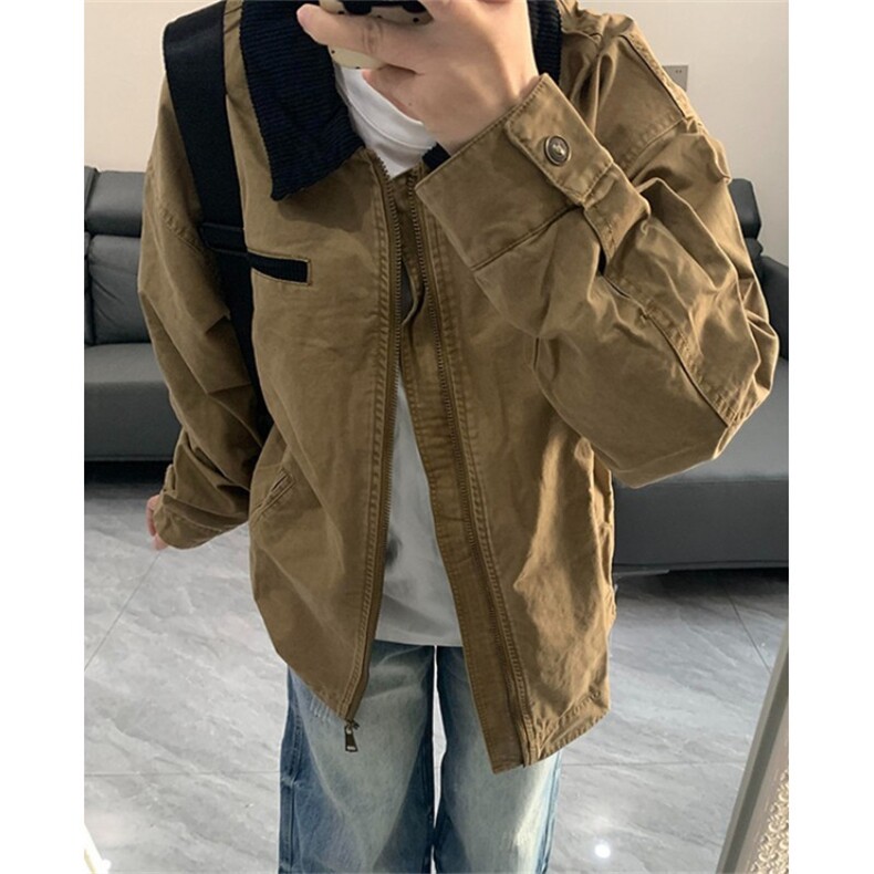 做旧外套女春秋2025新款潮牌宽松休闲情侣工装夹克上衣JK886,男装夹克,星座1116A（原606A-3）
