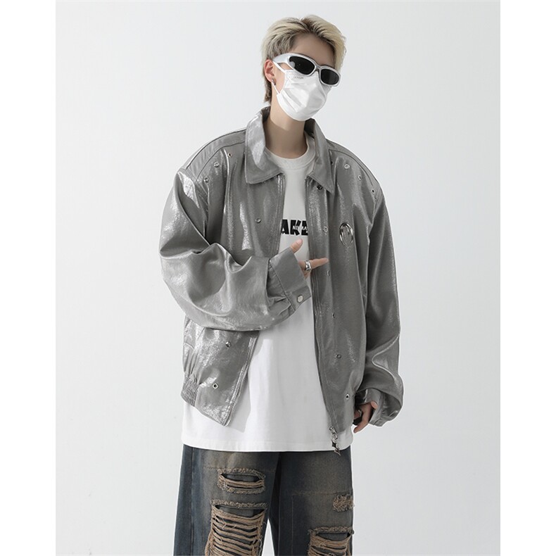 小众金属设计感外套男款高级感翻领短款潮牌宽松夹克JK09930-P70,男装夹克,星座308B-2