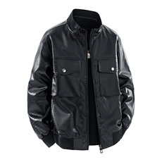 得物二开嘻哈街头机车服男士PU皮衣宽松潮牌外套痞帅JK1193-P78，男装皮衣，星座1103-3