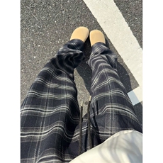 特批P45无差价秋季新款格子潮流直筒大码休闲裤男女中性风K5979，男装休闲裤，电商A001-1