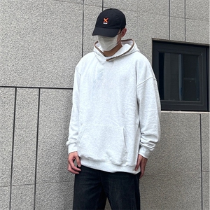 抖音得物高品质二开 25秋冬美式重磅宽松纯色连帽贝壳刺绣卫衣W63图片