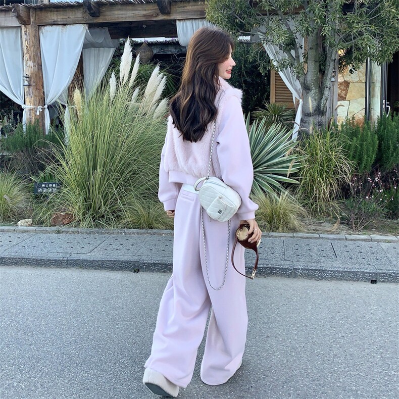 现货：冬装新款毛绒拼接针织休闲两件套装2C135-8971P255K358,女装套装/套裙,2C135