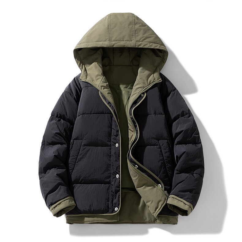 日系复古假两件连帽棉衣男冬季宽松情侣冬季棉服M0829-P103,男装棉衣,星座308B-2