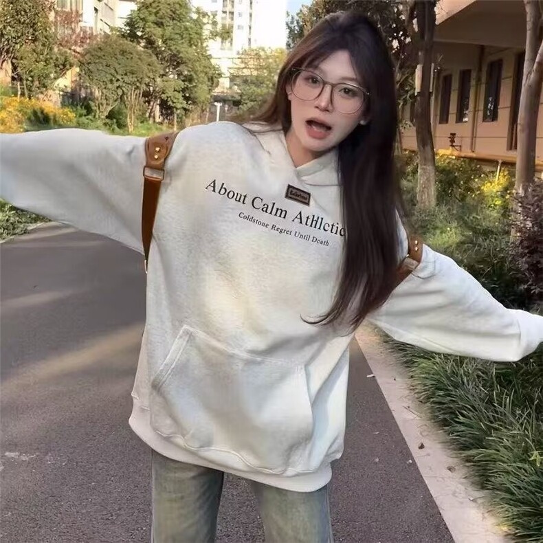 男士美式重磅连帽卫衣男秋季打底上衣男女同款情侣装2025新款男装图片