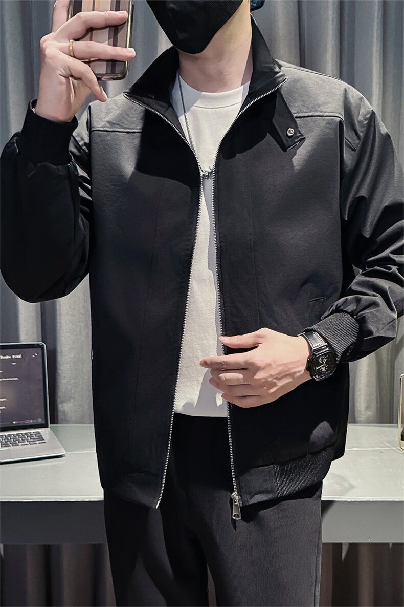 新款社会小伙时尚工装夹克男店主秋装外套男JK87-P78控128黑色,男装夹克,星座301B-1