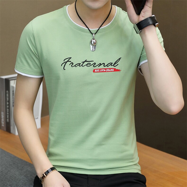 5627-P30男士短袖t恤打底衫潮牌上衣服男装2021新款潮流夏装纯棉,男装T恤,电商D310（原电商305）
