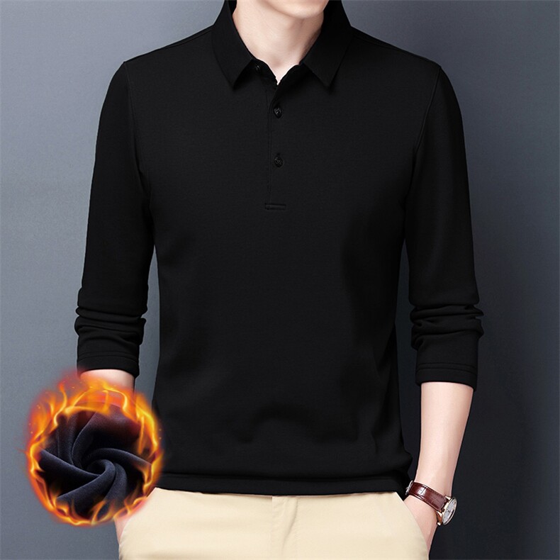 休闲翻领Polo衫加绒保暖卫衣男2023冬季新款中青年男士打底衫秋装,男装针织衫/毛衣,钱塘6003（原4033）