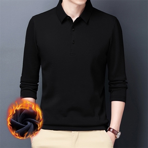 休闲翻领Polo衫加绒保暖卫衣男2023冬季新款中青年男士打底衫秋装