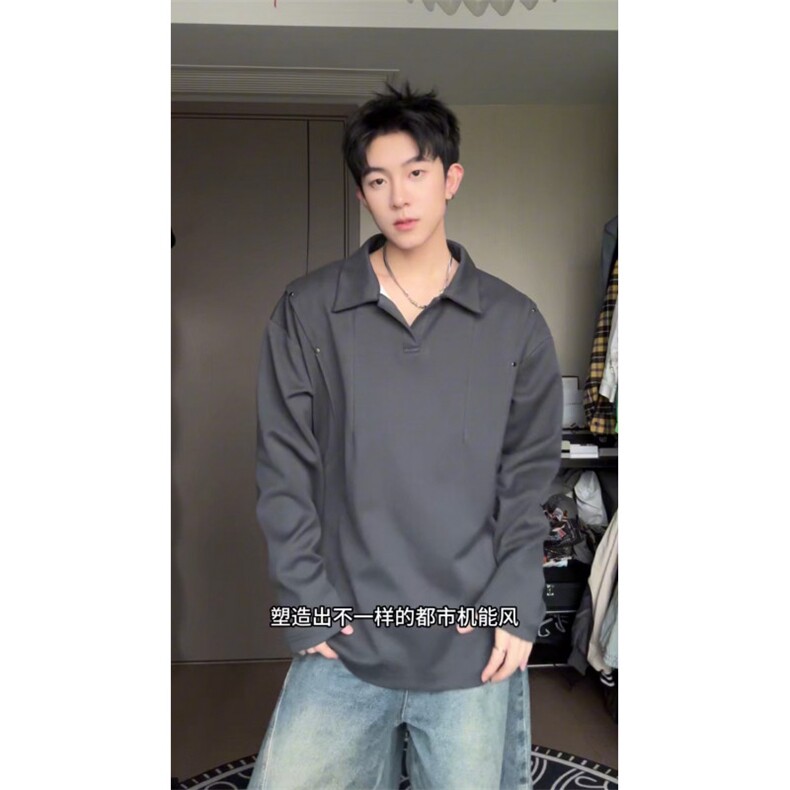 加绒加厚polo衫卫衣美式cleanft套头衫504-T504-特P28（加绒P33）,男装Polo衫,星座504