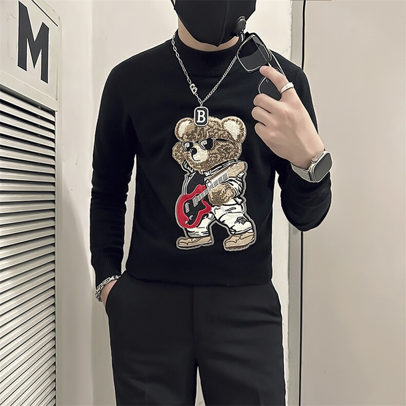 痞帅炸街圆领男士套头小熊毛衣社会小伙店主风301C-M50-特P58控78,男装针织衫/毛衣,星座301C（原B323）