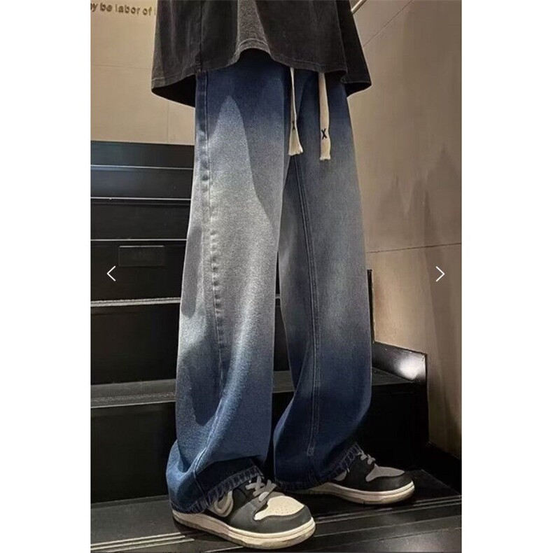 wassuphappy美式渐变牛仔裤男款春秋夏季潮流宽松阔腿裤休闲裤子,男装牛仔裤,星座715-4