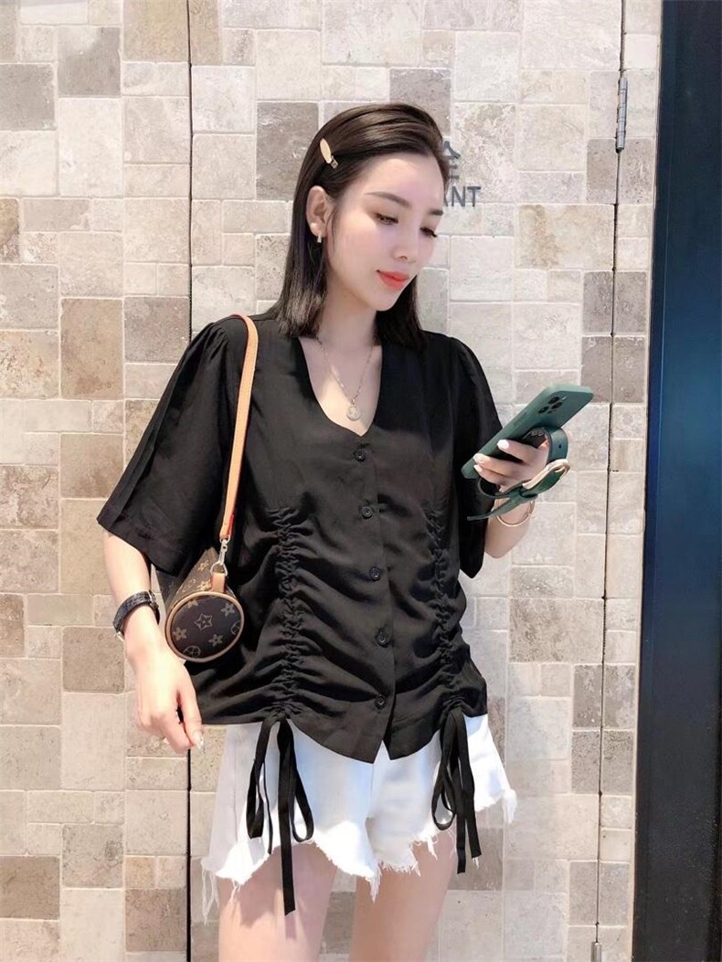 V领双抽绳上衣，一杭主推款，女装，一杭