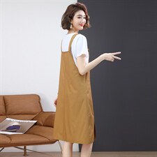 2022夏季新款时尚气质宽松显瘦休闲舒适背带牛仔裙，女装连衣裙，丽影随形