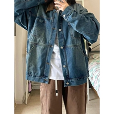 美式水洗牛仔夹克男款春秋季拼接装高级感休闲外套潮N1225，男装夹克，星座1116A（原606A-3）