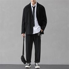 ins学院风套装男潮牌宽松韩版潮流休闲西装搭配三件套DF148T，男装西服，电商A102