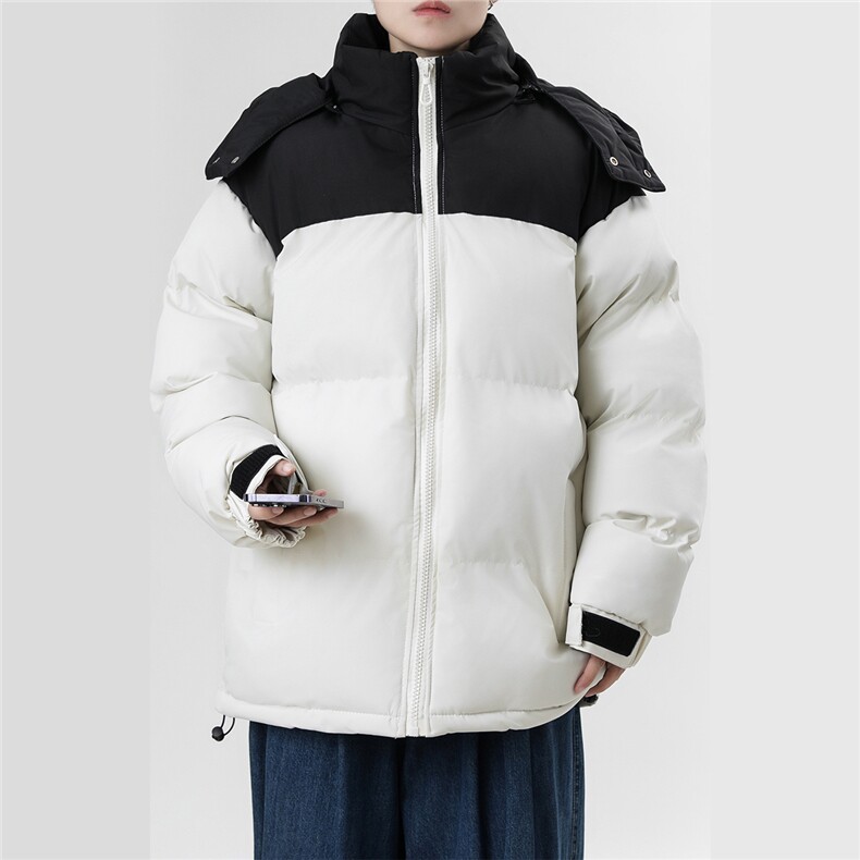 港风冬款拼色宽松保暖休闲连帽棉服外套A247-MY8875特批75控118,男装棉衣,电商A247