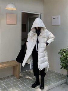 韩版编织长款羽绒服图片