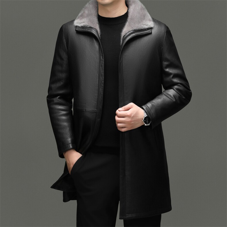 BG-H23009海宁山羊皮真皮皮衣男水貂内胆皮夹克外套加厚保暖男装,男装皮衣,电商B360A（原721A）