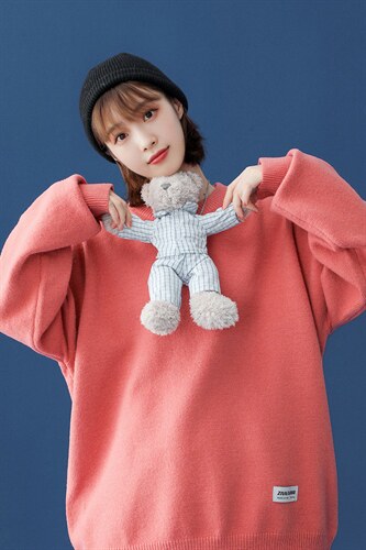 @中性风冬新款2021毛衣圆领纯色针织衫上衣A125-C011-P65女类，男装针织衫/毛衣，电商A125