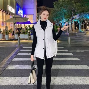 流行气质秋冬新款纯色立领百搭棉马夹潮流马甲慵懒新款常规ins