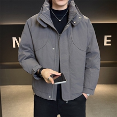 纯色无帽立领羽绒服休闲百搭上衣外套男A329-YR2559-P195，男装羽绒服，电商A329