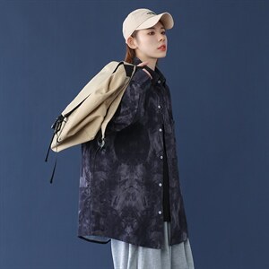 2021春季中性风蒙马特帅气抽象涂鸦印花宽松男士衬衫C3067-P40图片