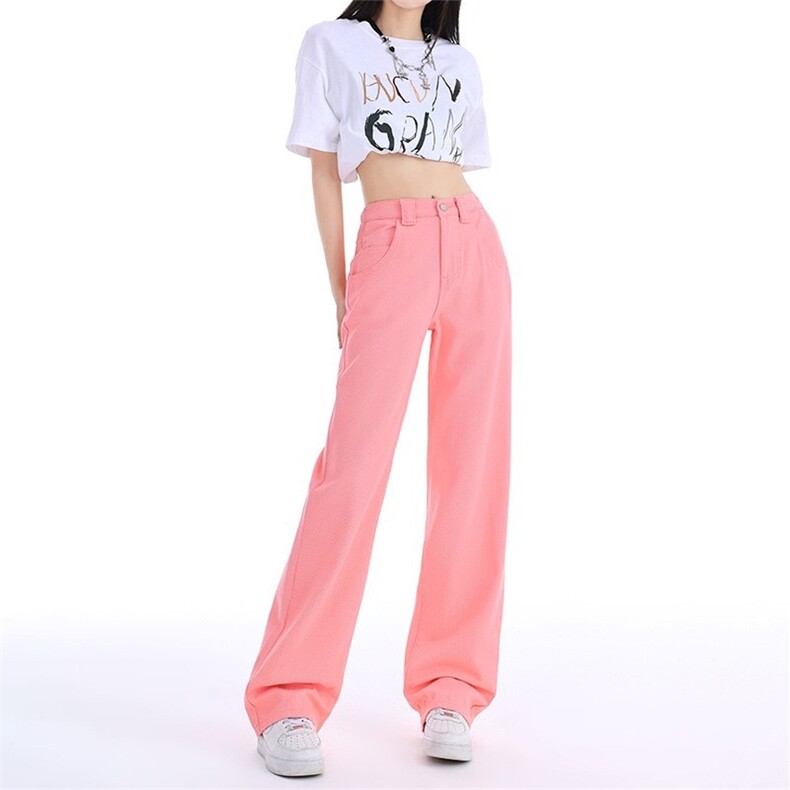 复古高街阔腿牛仔裤女潮2024夏秋季垂感直筒拖地长裤子567/P45,女装牛仔裤,星座506A