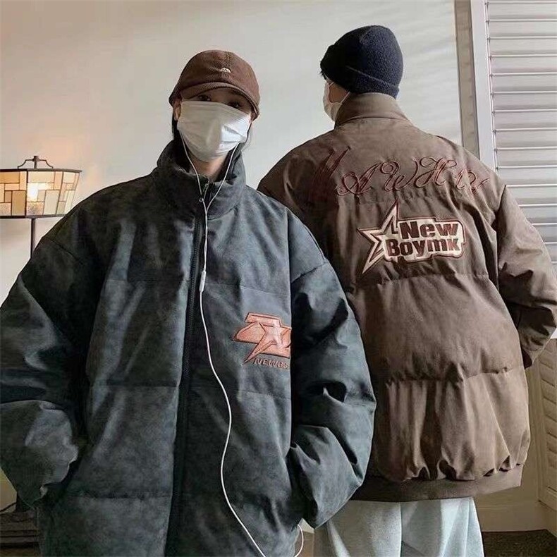 欧美潮牌复古大码加肥宽松棉衣男女冬季加厚宽松外套面包服棉袄潮,男装棉衣,星座715-4