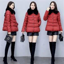 2020冬季新款简约时尚大毛领棉服保暖显瘦短款外套，女装棉衣/棉服，香香