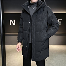 9997-M-3XL-P235标50店主风休闲中长款连帽特殊面料羽绒服外套，男装羽绒服，电商B255