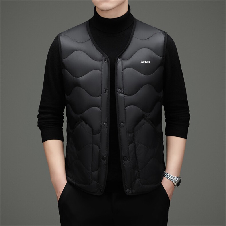 现货冬季新款男士V领羽绒服马甲90白鸭绒保暖商务休闲羽绒服马甲,男装羽绒服,钱塘723