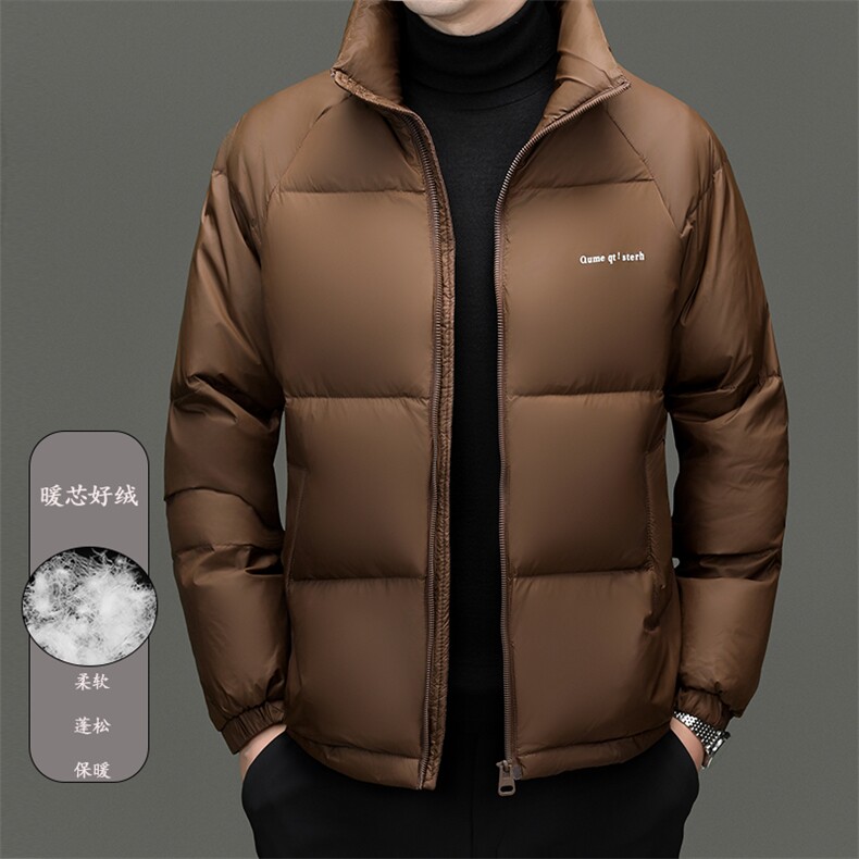 冬季白鸭绒加厚羽绒服短款立领潮流休闲保暖防寒面包服外套面男装,男装羽绒服,钱塘6003（原4033）
