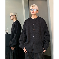老钱风毛衣外套男秋冬季针织衫开衫休闲加厚毛线衣上衣，男装针织衫/毛衣，电商C307