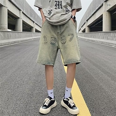 高街水洗牛仔裤男设计感拉链短裤D753P35，男装牛仔裤，星座1116-2