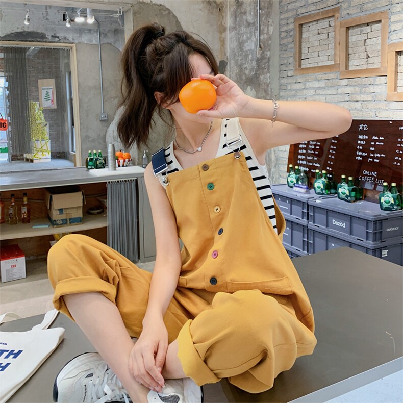 多巴胺穿搭休闲背带裤女2025夏季新款超火洋气减龄小个子连体裤子,女装连衣裙,2C050