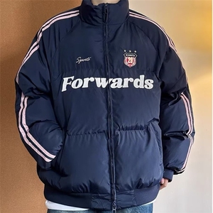 冬季美式复古撞色条纹棉衣男潮牌加厚保暖面包服外套MF9093-P107图片