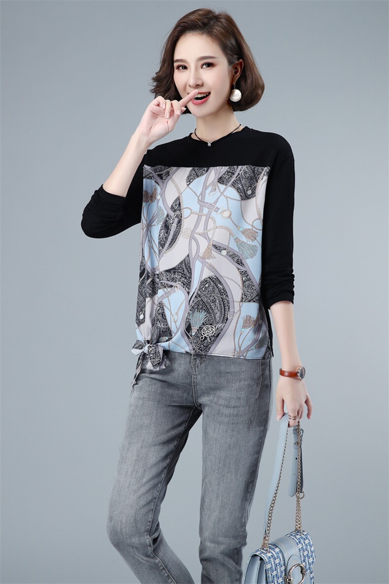 长袖卫衣女宽松套头设计感印花2021新款早秋纯棉韩版蝴蝶结打底衫,女装卫衣/绒衫,伊满意