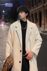 秋冬毛呢大衣男潮高级感风衣中长款宽松外套MN9568/P100加棉P110，男装风衣，电商B316