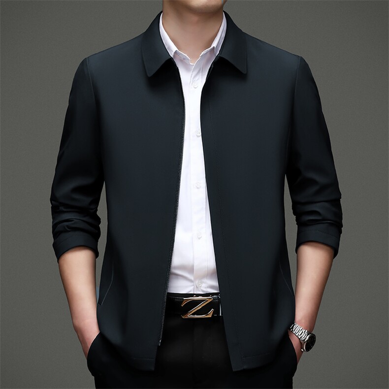 2023春季中青年男士商务拉链款外套薄款夹克爸爸装上衣图片