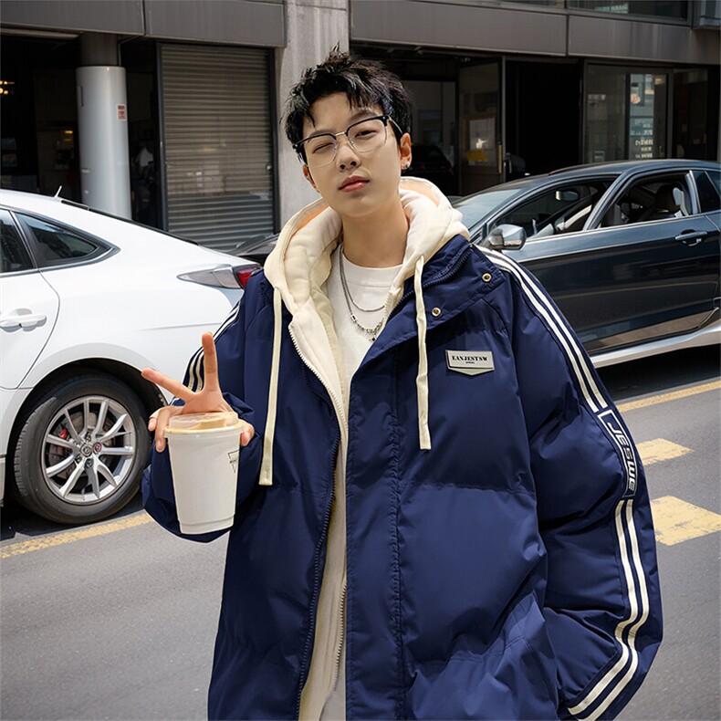 棉衣男冬季新款港风休闲假两件宽松连帽学生棉服MY8882-P82,男装棉衣,星座214-3