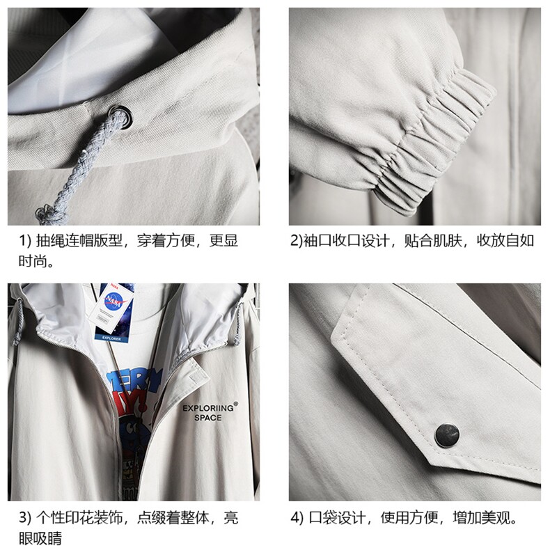 JK41244-P85NASA纯棉连帽夹克男士大码工装夹克男网格,男装夹克,电商A040A