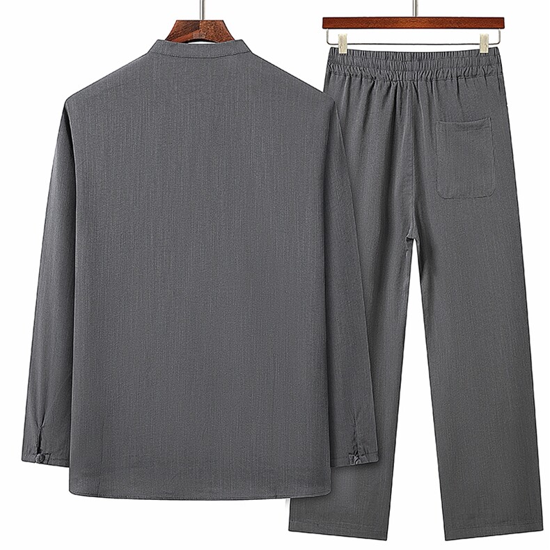 春秋主推跑量款新款风唐装亚麻长袖中老年汉服套装HO6942-P95,男装休闲套装,星座1105-3