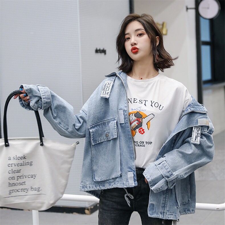 立体口袋牛仔外套宽松简约网红牛仔衣,女装短外套,潮品会