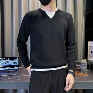 B216 MY5158  P60 2025秋冬装假两件设计男士毛衣针织衫 社会小伙图片